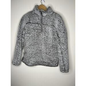 Altard State Womens Size S Cozy Sherpa Quarter Zip Pullover Pockets Lined Gray